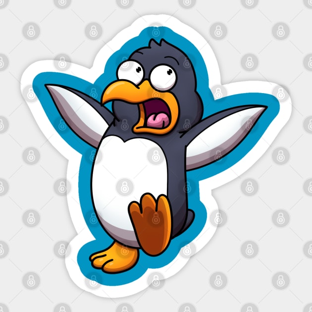 Scared Cartoon Penguin Scared Penguin Sticker TeePublic